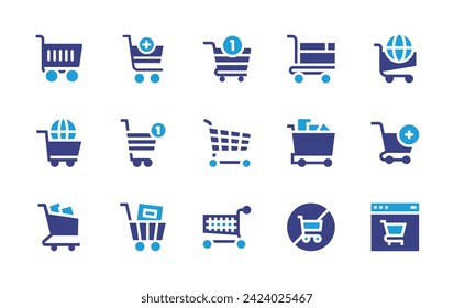 Shopping cart icon set. Duotone color. Vector illustration. Containing shopping cart, no shopping cart.