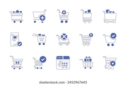 Shopping cart icon set. Duotone style line stroke and bold. Vector illustration. Containing ecommerce, shopping cart, cart, online shopping.