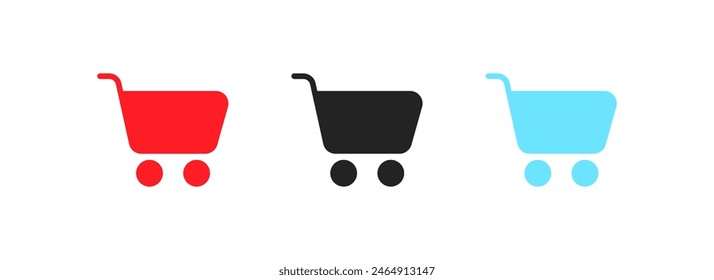 Shopping cart icon set. Flat style