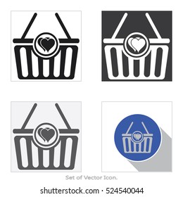  Shopping cart icon. Set of flat style. Vector illustration.