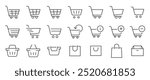 Shopping cart icon set. It included cart, basket, bag, buy now and more icons. Editable Vector Stroke.