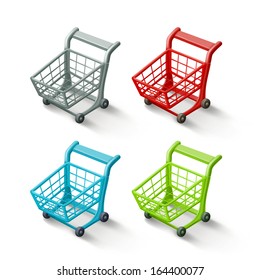 Shopping cart icon set, isolated