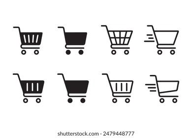 Shopping cart icon set isolated white background