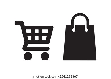 Shopping cart icon set isolated white background