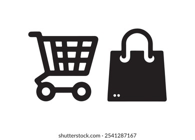 Shopping cart icon set isolated white background