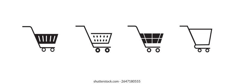 Shopping cart icon set isolated white background