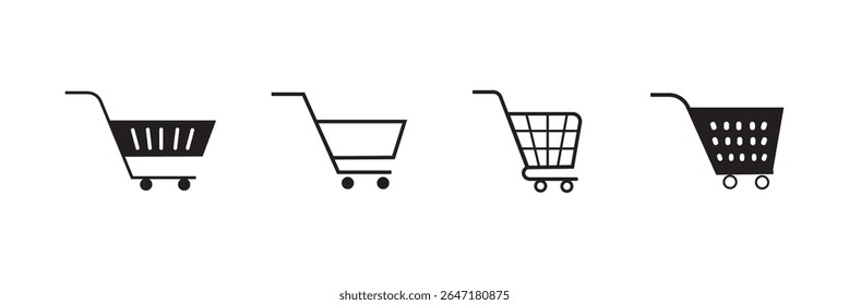 Ícone do carrinho de compras definir plano de fundo branco isolado