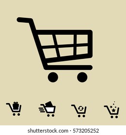 Shopping Cart Icon Set Isolated on light Coloured Background