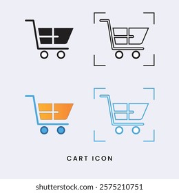 Shopping Cart Icon Set in Modern and Minimalist Style, Shopping Cart Icon Vector, Shopping Trolley Icon, Shopping Cart Logo, Container For Goods And Products, Economics Symbol Design Elements, Basket.