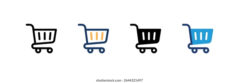 Shopping Cart icon set multiple style collection. Vector illustration.