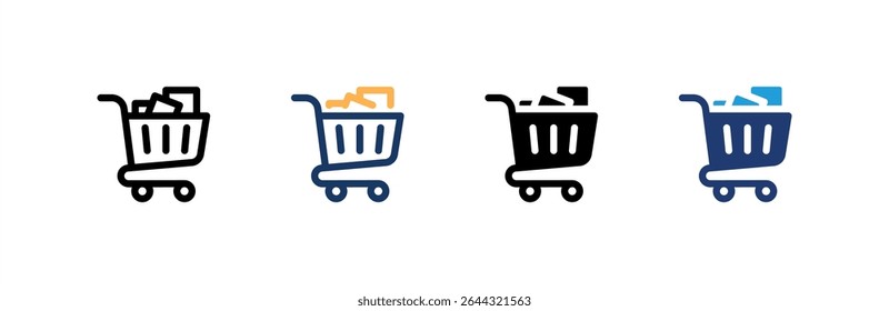 Shopping Cart icon set multiple style collection. Vector illustration.