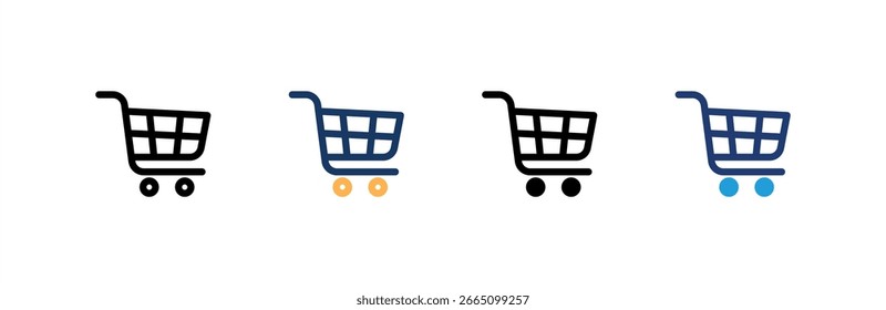 Conjunto de iconos de Carrito de compras colección de estilos múltiples. Ilustración vectorial.
