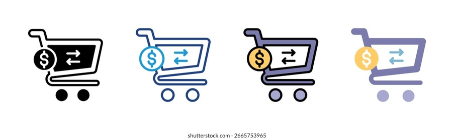 Ícone do Carrinho de Compras definir coleção de vários estilos