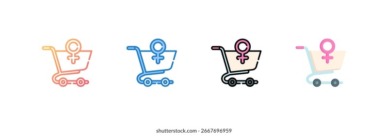 Shopping Cart icon set multiple style collection