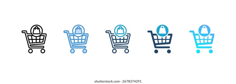 Shopping Cart icon set multiple style collection