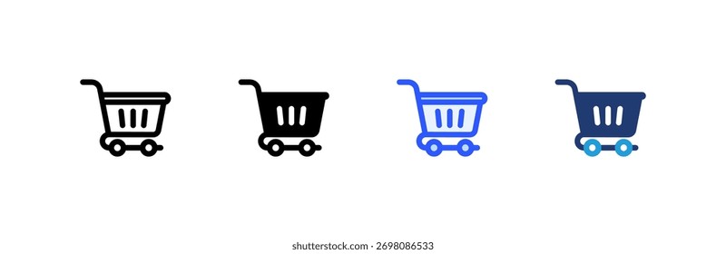 Warenkorb-Symbol setzt mehrere Stilkollektion. Vektorgrafik.