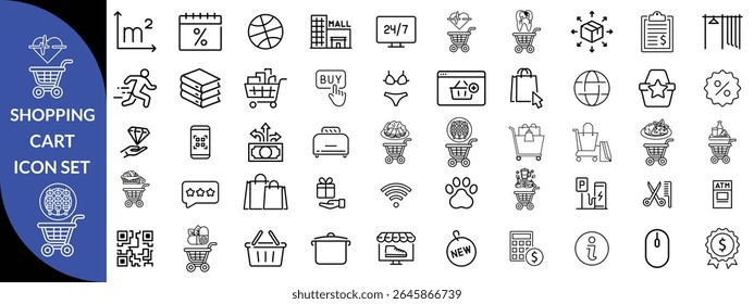 Shopping cart icon set . Shopping cart outline big icon set