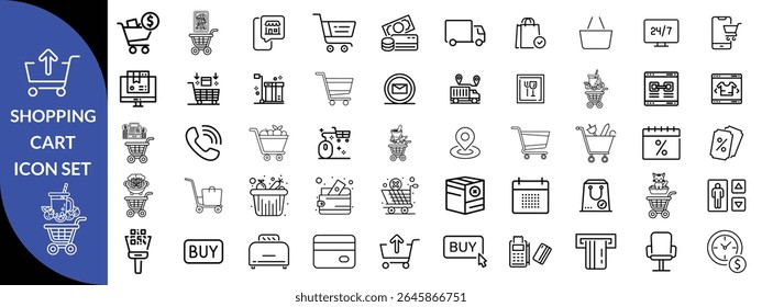 Shopping cart icon set . Shopping cart outline big icon set