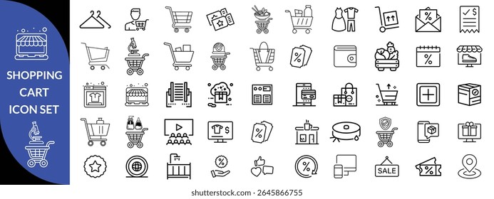 Shopping cart icon set . Shopping cart outline big icon set