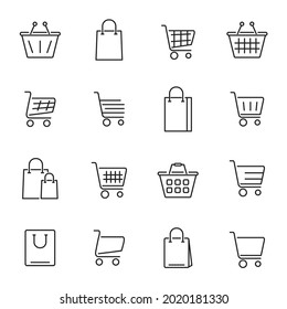 shopping cart icon set. shopping cart pack symbol vector elements for infographic web