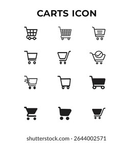 Shopping Cart Icon set. shopping cart icon representing online shopping and retail services.