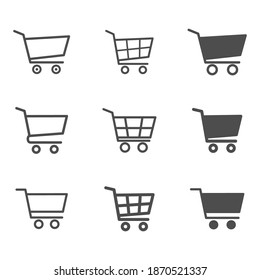 Shopping cart icon set. Shop basket collection. Trolley symbol vector illustration isolated on white background