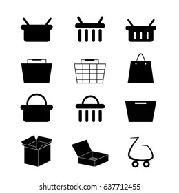 Shopping cart icon set. Simple illustration.