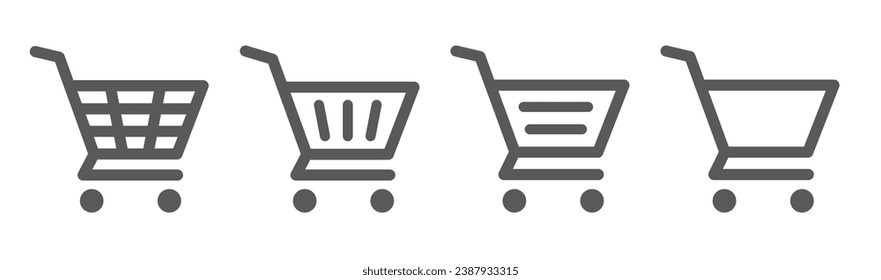 Shopping cart icon set. shopping cart symbol. Outline style. Editable stroke. Vector illustration
