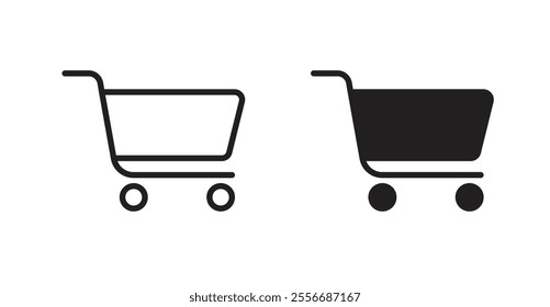 shopping cart icon set in Thin line black color.