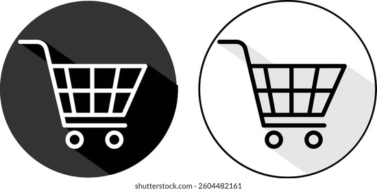 Shopping cart icon set. Trolley icon. Shopping basket icon.