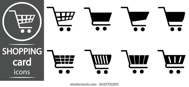 Shopping cart icon set. Shopping trolley vector icon, flat design. Vector isolated white background. Shopping cart vector illustration.