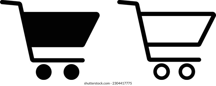 shopping cart icon set in two styles for store, online store, e-Commerce . vector illustration