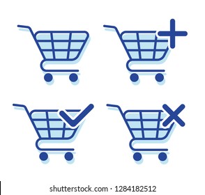 Shopping cart icon set. Vector illustration
