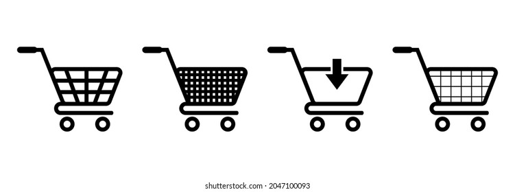 shopping cart icon set, shopping cart vector set, shopping basket icon vector