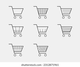 shopping cart icon set vector
