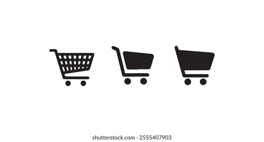 Shopping cart icon set vector art on white