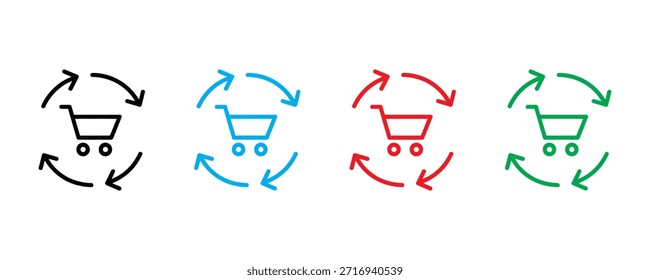 Conjunto de iconos de Carrito de compras Vector sobre fondo blanco. Ilustración vectorial.