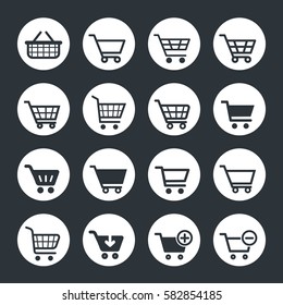 shopping cart icon set in vector