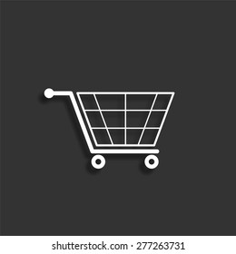 Shopping cart icon with shadow - vector illustration