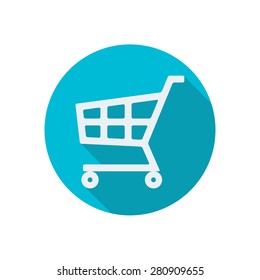 Shopping cart icon or sign isolated on white background. Flat design. Vector illustration.