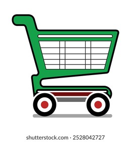 Shopping Cart icon silhouette color vector Art image illustration.