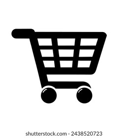 Shopping cart icon. Simple black shopping cart icon, isolated on a white background. Concept of commerce and online shopping. Vector illustration.