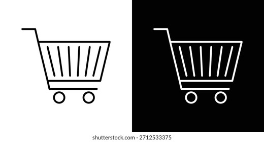 Shopping cart icon. Simple flat symbol. Perfect Black outline pictogram illustration