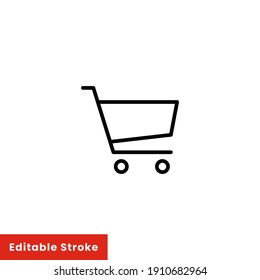 Shopping cart icon. Simple line style for web template and app. Shop, basket, bag, store, online, purchase, buy, retail, vector illustration design on white background. Editable stroke EPS 10
