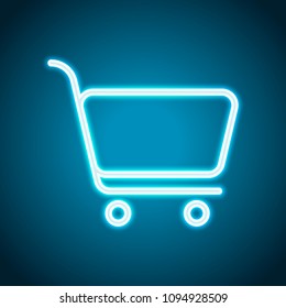 icono del carro de la compra. Icono lineal simple con contorno delgado. Estilo neón. Icono de decoración luminosa. Símbolo eléctrico luminoso