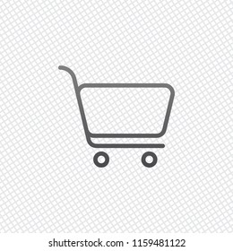 shopping cart icon. Simple linear icon with thin outline. On grid background