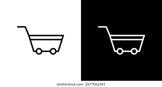 Icono de Carrito de compras. Línea delgada simple, Vectores de contorno