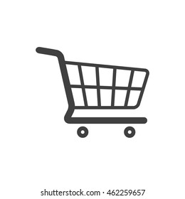 Shopping cart icon in single grey color. Buying, ecommerce