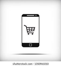 Shopping cart icon for smart phone - Vector