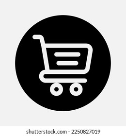 Warenkorb-Symbol im soliden Stil über das Wesentliche, Verwendung für die Präsentation mobiler App auf der Website